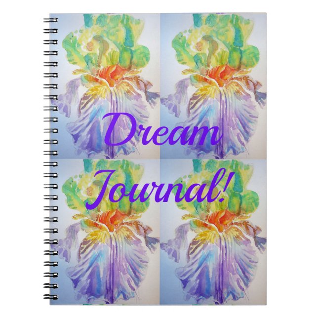 Dream Journal Iris Pattern Floral Flowers Notebook (Front)
