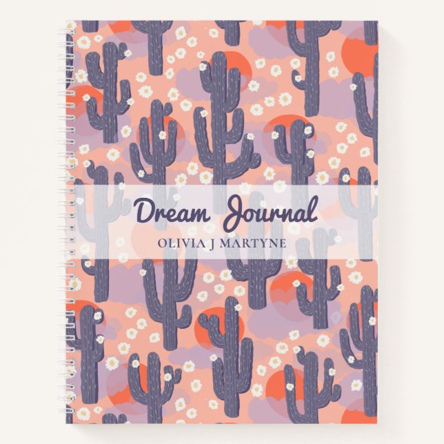 Dream Journal Modern Cactus Personalized (Front)