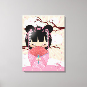 Dream Kokeshi Doll 18" x 24" Wrapped Canvas