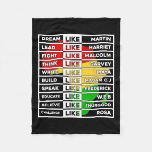 Dream Like African Leader For Men Women Black Hist Fleece Blanket