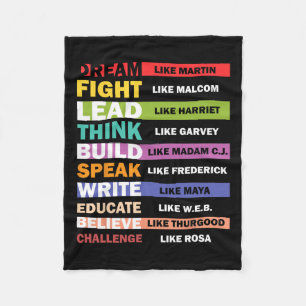 Dream Like Martin Lead Like Harriet Black History Fleece Blanket