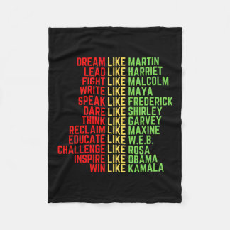 Dream Like Martin Men Women Boys Girls Black Histo Fleece Blanket