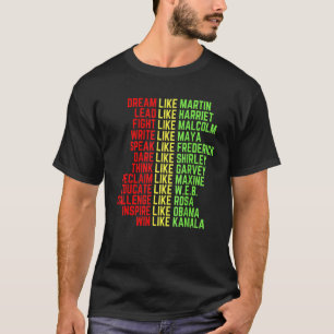 Dream Like Martin Men Women Boys Girls Black Histo T-Shirt