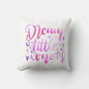 Dream Little One Pink Purple Watercolor Nursery T Throw Pillow