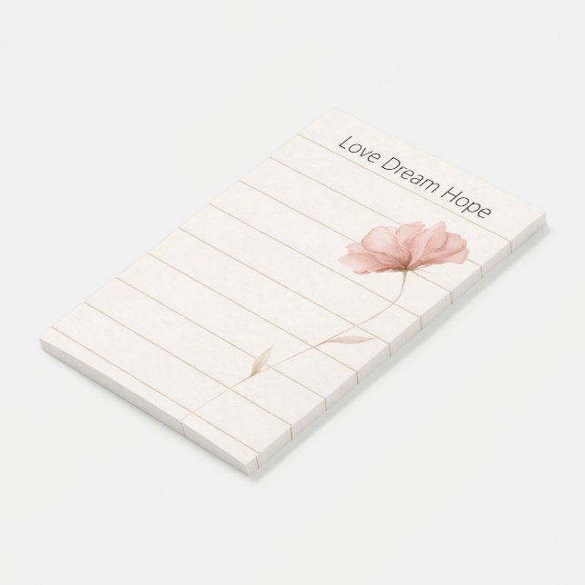 Dream Love Hope Notes Pink Flower (Angled)
