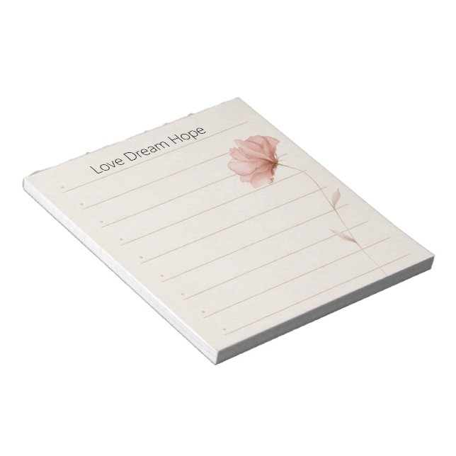 Dream Love Hope Notes Pink Flower (Angled)