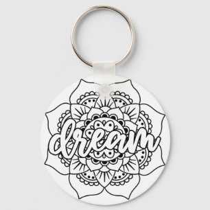 Dream Mandala Black & White Keychain