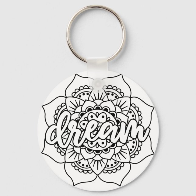 Dream Mandala Black & White Keychain (Front)