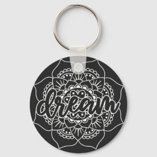 Dream Mandala in White Keychain