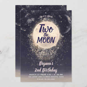 Dream Moon Magic Cosmic 2nd Two the Moon Birthday Invitation