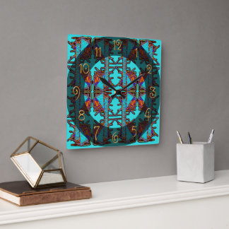 Dream of Butterflies Emblem Square Wall Clock