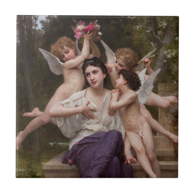 Dream of Spring, Rêve de Printemps by Bouguereau Tile (Front)