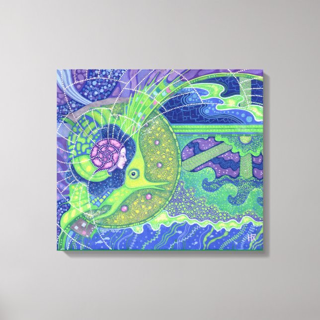 Dream of the full moon surreal art mermaid fantasy canvas print (Front)