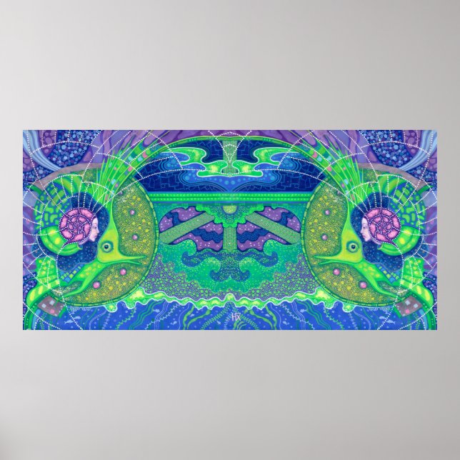 Dream of the full moon surreal art mermaid fantasy poster (Front)