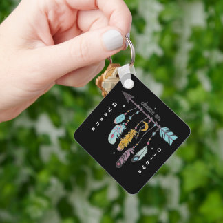 Dream On Boho Tribal Native Custom Tribe/Name Keychain