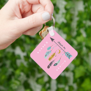 Dream On Boho Tribal Native Custom Tribe/Name Keychain