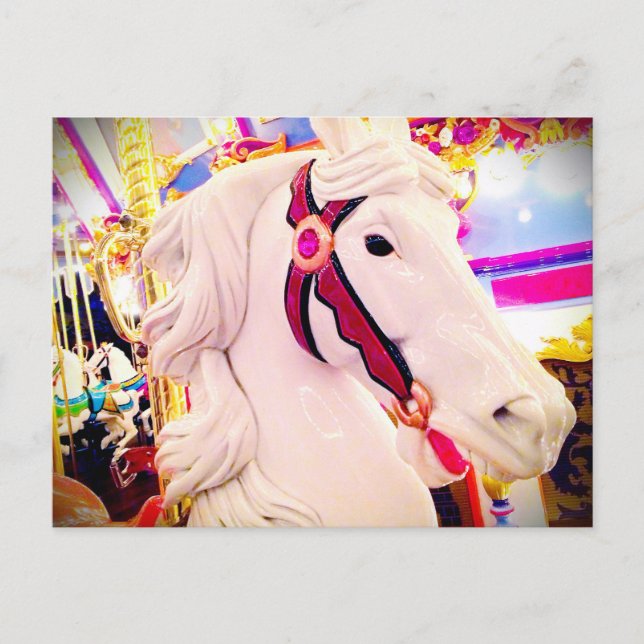 “Dream on” inspiration quote carousel horse photo Postcard (Front)