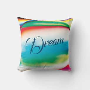 "Dream" on Pastel Watercolor-like Abstract Design Throw Pillow