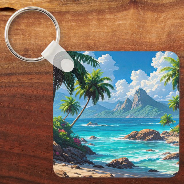 Dream On, Tropical Paradise, Keychain (Front)