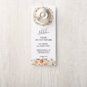 Dream Peach Floral Wedding Guest Do Not Disturb Door Hanger