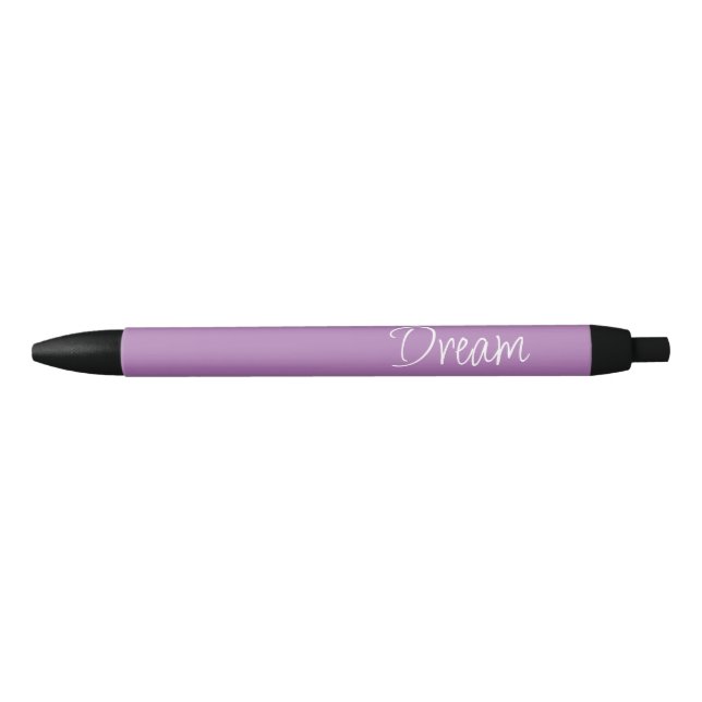 "Dream" Phrase Lavender Purple Background Black Ink Pen (Front)
