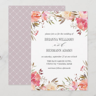 Dream Pink   Boho Chic Flowers wedding Invitation