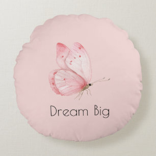 Dream Pink Butterfly Round Pillow