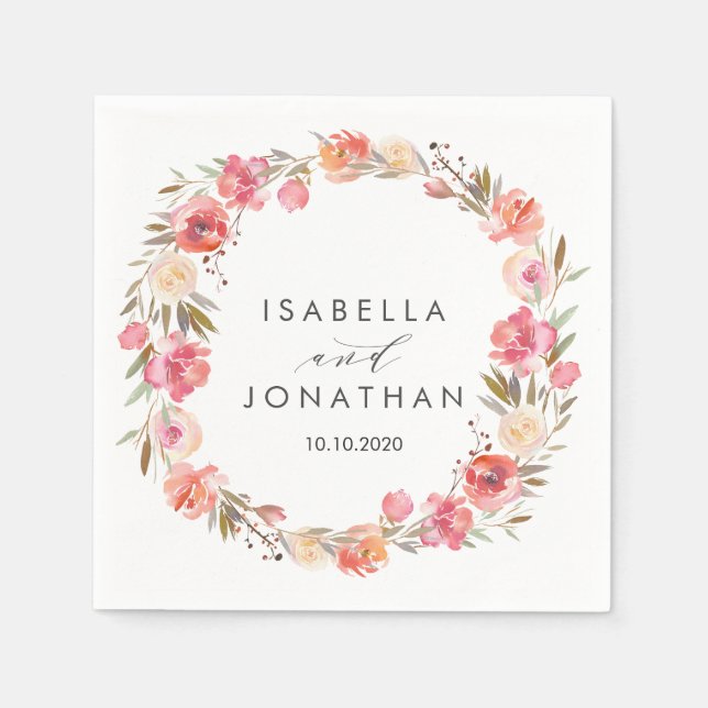 Dream Pink | Flowers  Rustic wedding Personalized Napkin (Front)