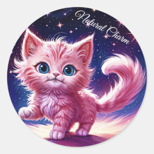 Dream pink kitten pets nursery unique design classic round sticker