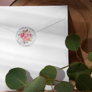 Dream Pink    Wedding Botanical Return address Classic Round Sticker