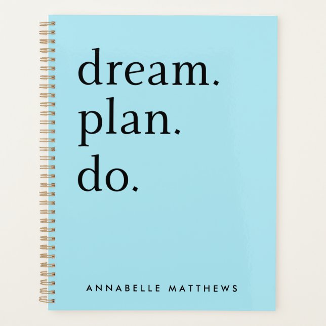 Dream Plan Do | Modern Minimalistic Pastel Blue Planner (Front)