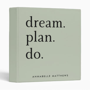 Dream Plan Do   Modern Minimalistic Sage Green   Binder