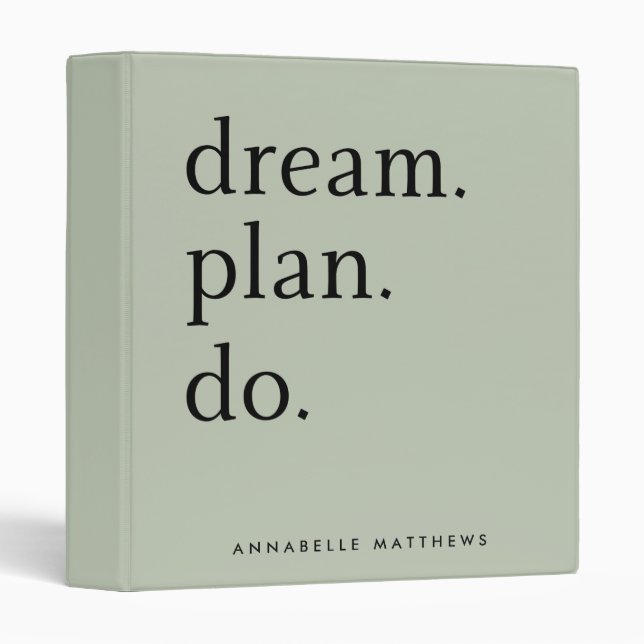 Dream Plan Do | Modern Minimalistic Sage Green   Binder (Front/Spine)