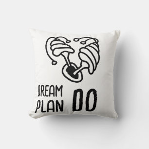 Dream Plan DO Mushroom lineart Throw Pillow