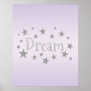 Dream Purple with Silver Glitter Poster