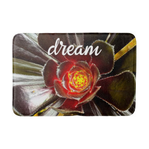 Dream Quote Black Orange Cactus Close-up Photo Bath Mat