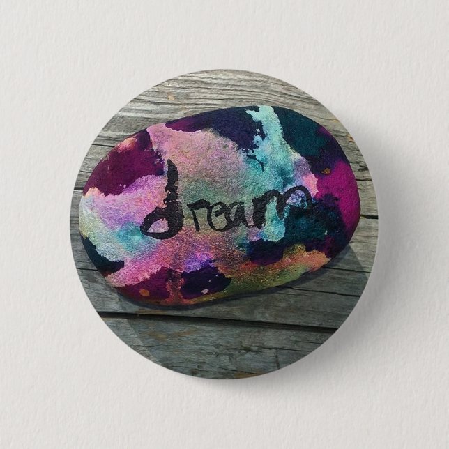 Dream Rock I painted with alcohol and India ink. 2 Inch Round Button (Front)