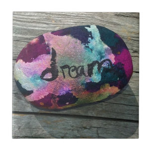 Dream Rock I painted with alcohol and India ink. Tile