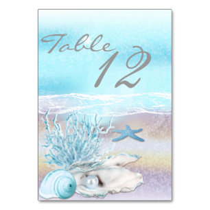 Dream Shore Beach Dk Teal Wedding Table Card