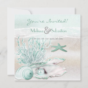 Dream Shore Beach Green Wedding Invite