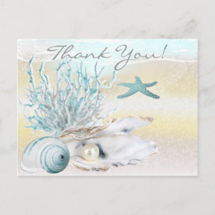 Dream Shore Beach Teal Thank You Postcard