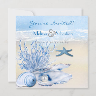 Dream Shore Beach Very Blue Wedding Invite