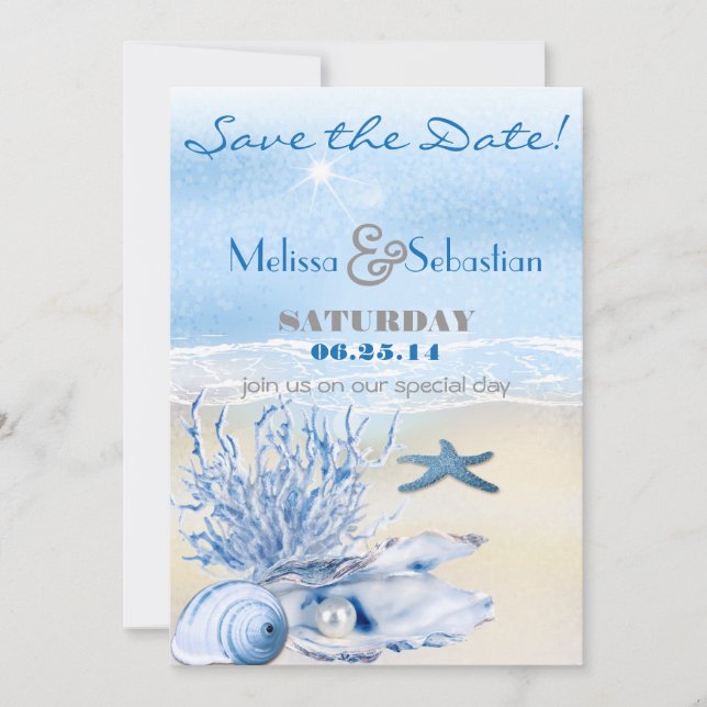 Dream Shore Beach Very Blue WeddingSave the Date Save The Date (Front)