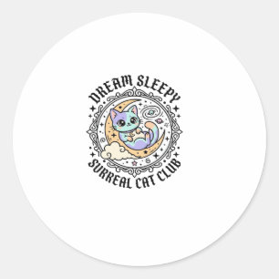 Dream Sleepy Surreal Cat Funny Cat Lover Design - Classic Round Sticker