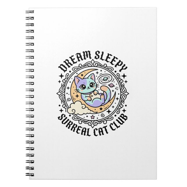 Dream Sleepy Surreal Cat Funny Cat Lover Design -  Notebook (Front)