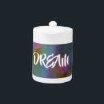 Dream Tea Jar<br><div class="desc">This dreamy design inspires with its abstract background and letters that spell out DREAM. Makes a great gift for a loved one or a friend.</div>