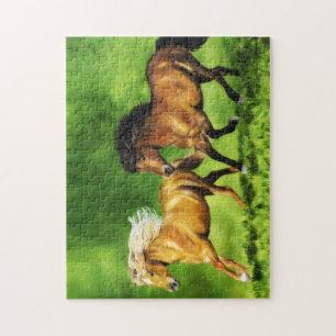 Dream Team Icelandic Horse running in a pasture Jigsaw Puzzle