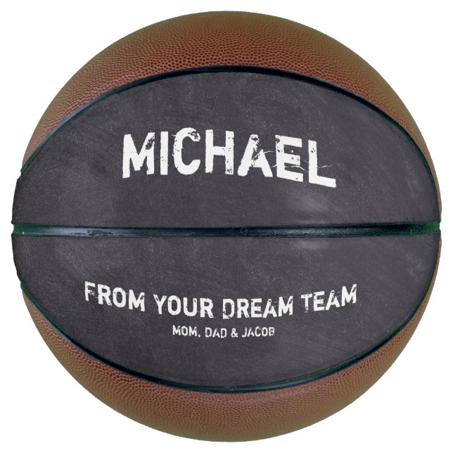Dream Team Personalized Name Chalkboard etching Basketball (Front)