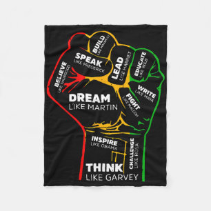 Dream Think Speak Black History Month Hand Strong Fleece Blanket