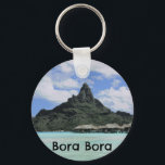 Dream Vacation Bora Bora Tahiti Atoll Formation Keychain<br><div class="desc">Check out these Bora Bora themed gifts with a photo of an atoll formation mountain in Tahiti.</div>